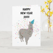 Llama Partying - Animals Holiday - Nieuwe Jaren Kaart (Gele Bloem)