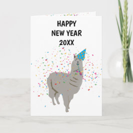 Llama Partying - Animals Holiday - Nieuwe Jaren Kaart