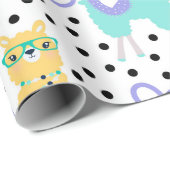 Llama Pastel Paarse Liefde Patroon Print Wrapping Cadeaupapier (Rol Hoek)