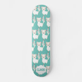 Llama-patroon op Blauwgroen achtergrond Persoonlijk Skateboard (Voorkant)