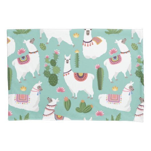 Llama Pattern Kussensloop (Voorkant-Links)