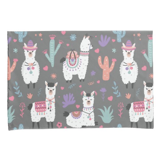 Llama Pattern Kussensloop (Voorkant-Rechts)