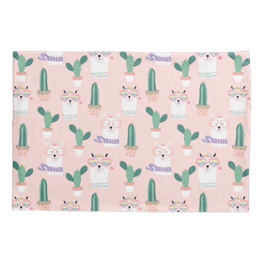 Llama Pattern Pillow Hoesje Kussensloop (Achterkant-Links)