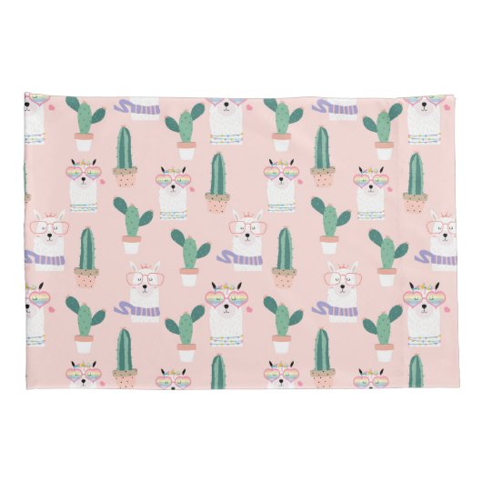 Llama Pattern Pillow Hoesje Kussensloop (Achterkant-Rechts)