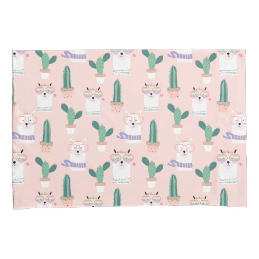 Llama Pattern Pillow Hoesje Kussensloop (Voorkant-Rechts)