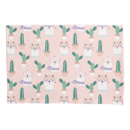 Llama Pattern Pillow Hoesje Kussensloop (Voorkant-Links)