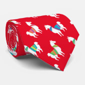 Llama Pattern Red Custom Color Stropdas (Opgerold)