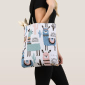 Llama Patterned Tas in Blue, Green & Roze (Dichtbij)