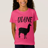 LLAMA PERSONALIZED GIRLS roze T-Shirts (Voorkant)