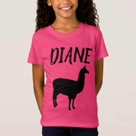 LLAMA PERSONALIZED GIRLS roze T-Shirts (Voorkant)