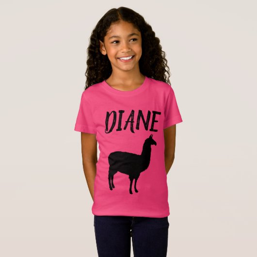LLAMA PERSONALIZED GIRLS roze T-Shirts (Voorkant volledig)