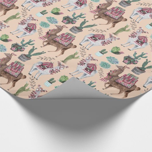 Llama | perziken | Papier voor onmiddellijke verpa (Hoek)