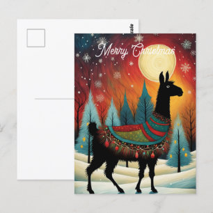 Llama Pine Tree Kerstvakantie Briefkaart