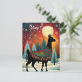 Llama Pine Tree Kerstvakantie Briefkaart (Staand voorkant)