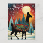 Llama Pine Tree Kerstvakantie Briefkaart (Voorkant)