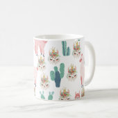Llama Pink and Green Cactus, Alpaca, Cute, Girly Koffiemok (Voorkant rechts)
