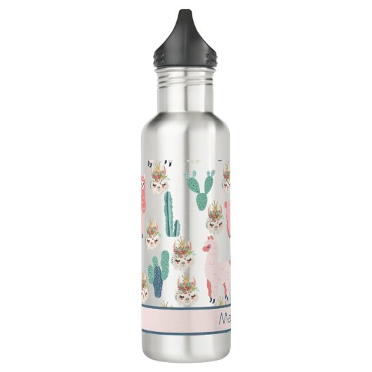 Llama Pink and Green Cactus, Alpaca, Cute, Girly Waterfles (Links)