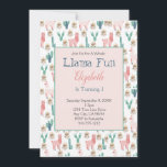 Llama Pink and Green Cactus Cute Kids Birthday Kaart<br><div class="desc">Schattig roze en groene lama's en cactus kinderverjaardagsuitnodiging. Bekijk ons collectie voor overeenkomende borden en luiers en andere accessoires.</div>