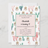 Llama Pink and Green Cactus Cute Kids Birthday Kaart (Voorkant)