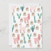 Llama Pink and Green Cactus Cute Kids Birthday Kaart (Achterkant)