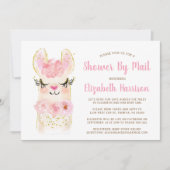 Llama Pink Baby shower per post Kaart (Voorkant)