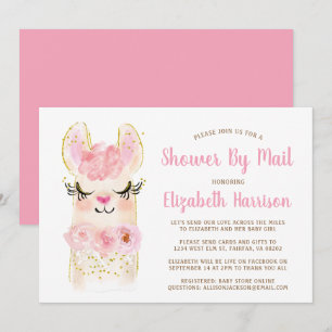 Llama Pink Baby shower per post Kaart