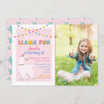Llama Pink Birthday Party Foto Uitnodiging