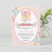 Llama Pink Floral Baby shower per post Kaart (Staand voorkant)