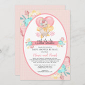 Llama Pink Floral Baby shower per post Kaart (Voorkant / Achterkant)