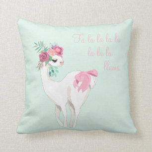 llama Pink Mint Green Cute Kerstmis Kussen