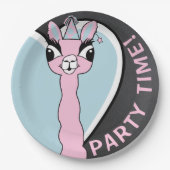 Llama Pink Pajama Girl Birthday Party Sleepover Papieren Bordje (Voorkant)
