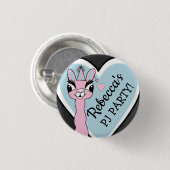 Llama Pink Pajama Girl Birthday Party Sleepover Ronde Button 3,2 Cm (Voorkant /achterkant)