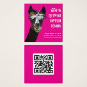 Llama Pink QR code Fiber Business Cards Vierkante Visitekaartjes (Voorkant /achterkant)