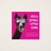 Llama Pink QR code Fiber Business Cards Vierkante Visitekaartjes (Voorkant)