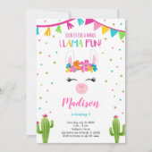 Llama plezier met cactus verjaardag uitnodiging (Voorkant)