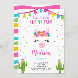 Llama plezier met cactus verjaardag uitnodiging