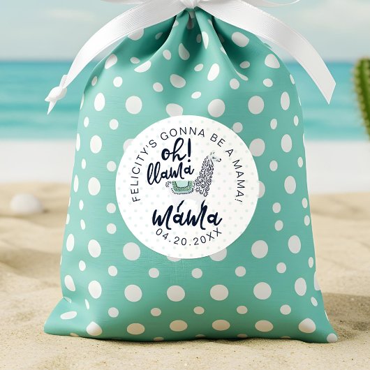 Llama Polka Dot Typografisch Oh Llama Mama Douche Ronde Sticker