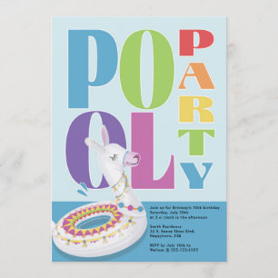 Llama Pool Party Summer Birthday Kaart