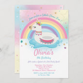 Llama Pool Party Verjaardag Uitnodiging Meisjes (Voorkant / Achterkant)