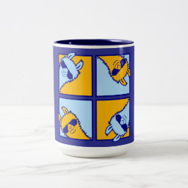 Llama Pop Art Quad Coole Zonnebril Patroon Retro A Tweekleurige Koffiemok
