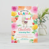 Llama pret de eerste 1e verjaardag uitnodiging. Fo Kaart (Staand voorkant)