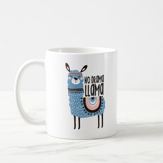 Llama Print Coffee Mok - Geen drama Llama - 11oz (Links)