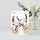 Llama Puns Briefkaart - Lllama neemt een selfie (Staand voorkant)