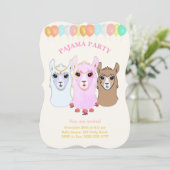 Llama Pyjama Feest Uitnodiging (Staand voorkant)