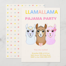 Llama Pyjama Feest Uitnodiging