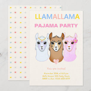 Llama Pyjama Feest Uitnodiging