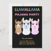 Llama Pyjama Feest Uitnodiging (Voorkant)
