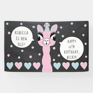 Llama pyjama roze meisjes Sleepover Party Banner