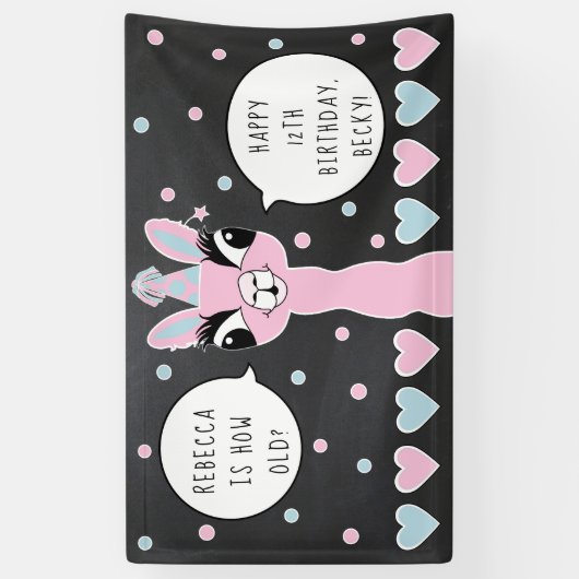 Llama pyjama roze meisjes Sleepover Party Banner (Verticaal)