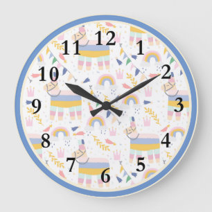 Llama Rainbow Baby Nursery Wall Clock Grote Klok